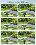 Solar Bird Bath Fountain Pump with 6 Nozzles