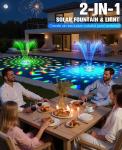 Upgraded Solar Pool Fountain with Light Show