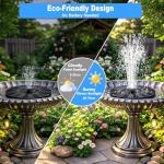 Yeomi Solar Bird Bath Fountain with 6 Nozzles