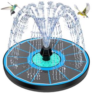 Solar Powered Fountain with 7 Nozzles and Pipes