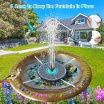 Solar Powered Fountain with 7 Nozzles and Pipes