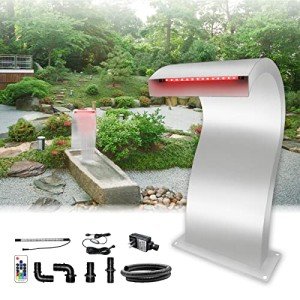 S-Shaped Stainless Steel Waterfall Fountain with LED Light