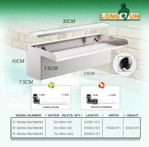 30cm Stainless Steel Pond Waterfall Spillway Kit