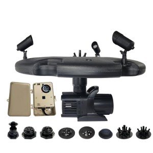 HALF OFF PONDS 1.2 HP Floating Fountain | 200 Foot Cord | 11 Patterns | Color-Changing Lights | Control Box | Surface Aeration for Ponds