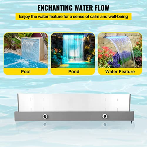 Colorful LED Pool Waterfall Spillway for Garden Pond