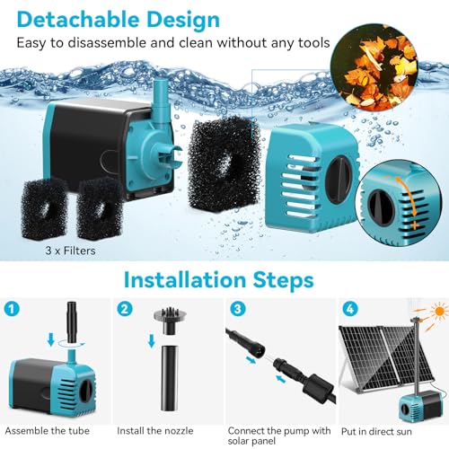 50W Solar Water Fountain Pump with Battery Backup