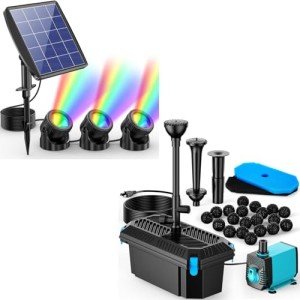 Solar RGB LED Pond Lights & Fountain Kit