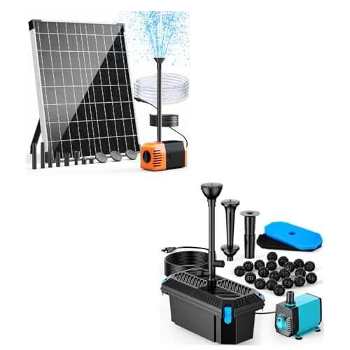 30W Solar Fountain Pump & 40W Pond Filter Kit