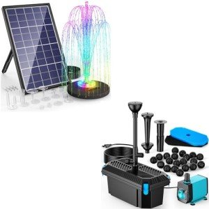 Pond Filter and Pump Kit with Solar Fountain