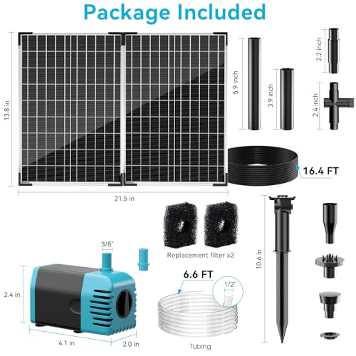 50W Solar Water Fountain Pump with Battery Backup