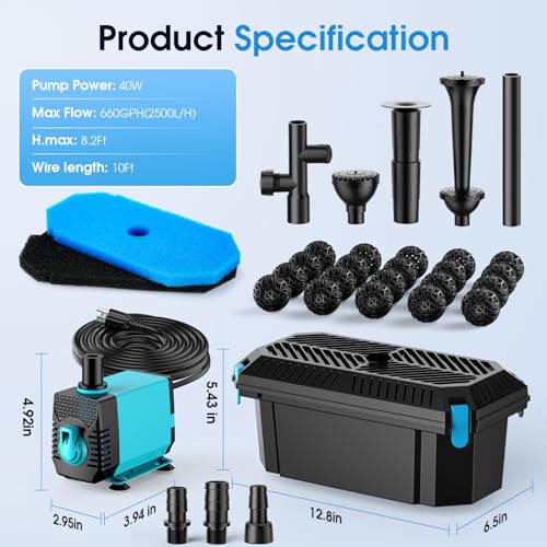 30W Solar Fountain Pump & 40W Pond Filter Kit