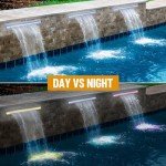 Stainless Steel Pond Waterfall Spillway with LED Light