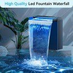 Solar LED Stainless Steel Pond Waterfall Kit
