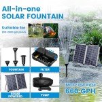 Solar Pond Filter Fountain Kit with 660 GPH Pump