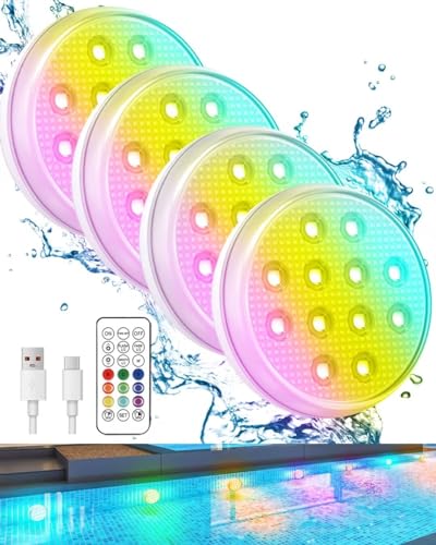 Submersible LED Pond Fountain Lights, Remote Control, Waterproof