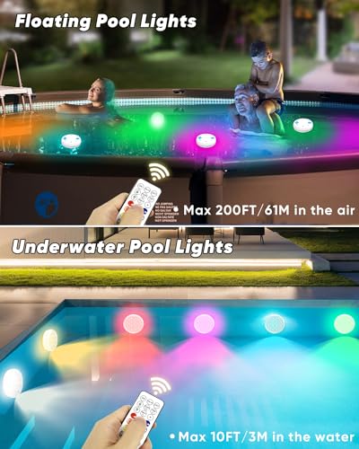 Submersible LED Pond Fountain Lights, Remote Control, Waterproof