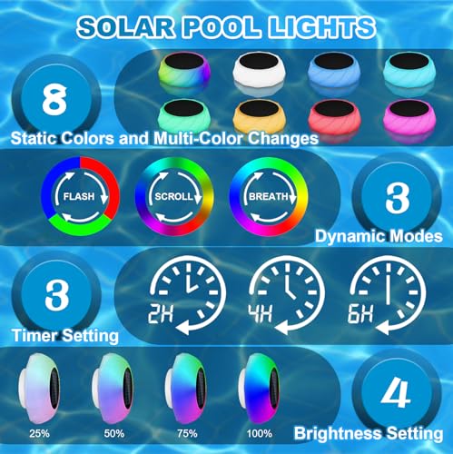 Solar Floating LED Lights for Pool, Pond Fountain