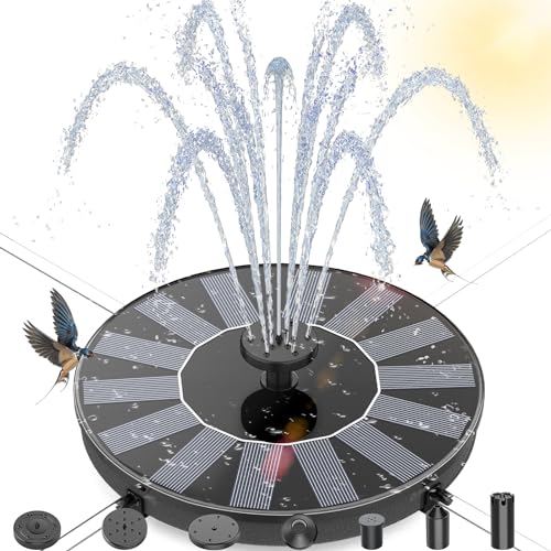 Solar Bird Bath Fountain with Upgraded Panels, 4 Rods