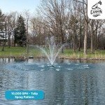 Floating Pond Fountain with Water Cannon & Lights