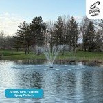 Floating Pond Fountain with Water Cannon & Lights