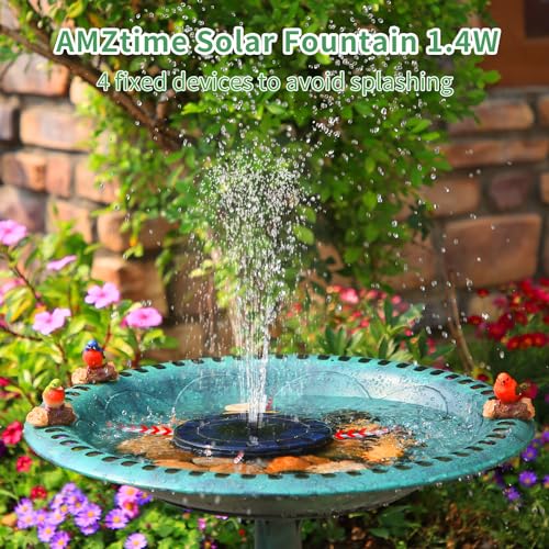 Solar Bird Bath Fountain with Upgraded Panels, 4 Rods