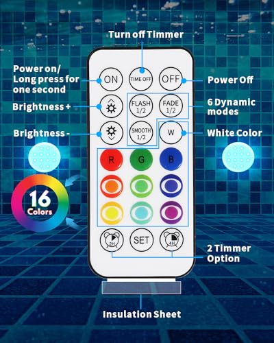 Submersible LED Pond Fountain Lights, Remote Control, Waterproof
