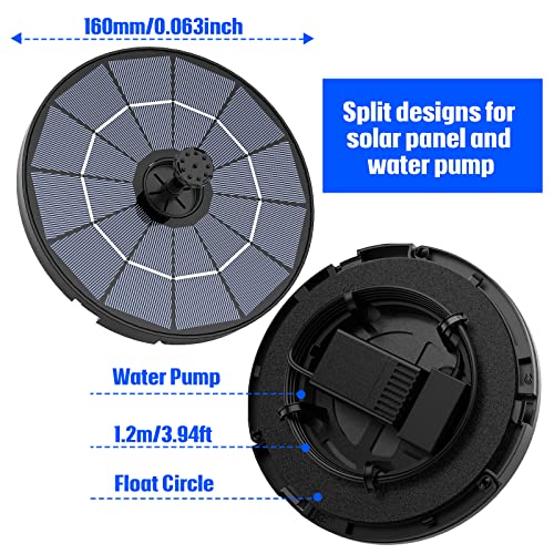 AISITIN DIY Solar Fountain Pump with 6 Nozzles