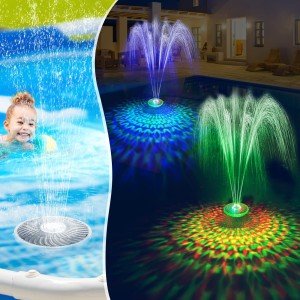 Solar Pool Fountain with Colorful Light Show