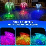 Solar Pool Fountain with Colorful Light Show