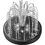 Solar Glass Panel Fountain with Battery and Lights