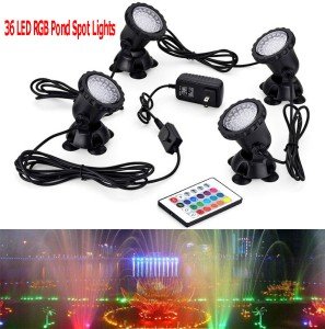 36 LED RGB Underwater Pond Spot Lights - 8 Pack