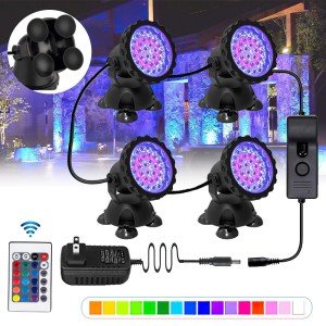 36 RGB LED Submersible Pond Spotlights with Remote