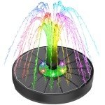 Solar Fountain with LED Lights for Gardens and Ponds