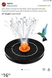 Upgraded Solar Bird Bath Fountain Pump