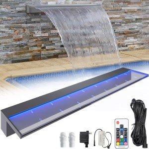 Stainless Steel Pool Fountain with Color-Changing LED