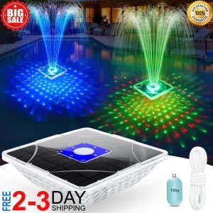 Large Solar Pool Fountain with Light Show