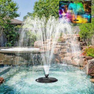 RGB LED Floating Pond Fountain with 3 Spray Modes