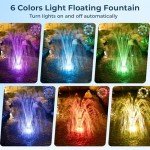 RGB LED Floating Pond Fountain with 3 Spray Modes