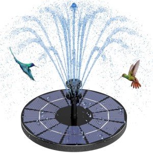 AISITIN Solar Fountain Pump with Battery & Nozzles