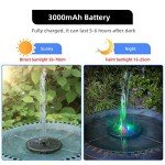 Solar Bird Bath Fountain with LED Lights & Nozzles