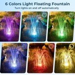 RGB LED Floating Pond Fountain with 30ft Cable