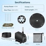 RGB LED Floating Pond Fountain with 30ft Cable