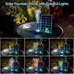 Solar Fountain Pump with Colorful Lights & Nozzles