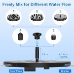 Solar Bird Bath Fountain with Floating Pump and Nozzles