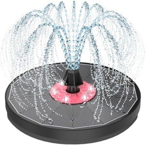 Solar Bird Bath Fountain with Pink Flower Light