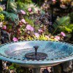 Solar Bird Bath Fountain with 6 Nozzles