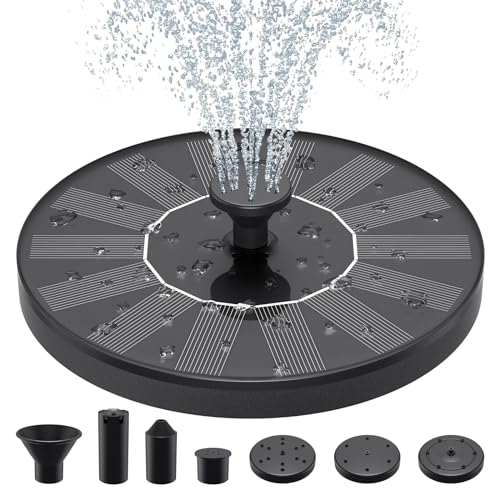 Floating Solar Powered Pond Fountain with 6 Nozzles