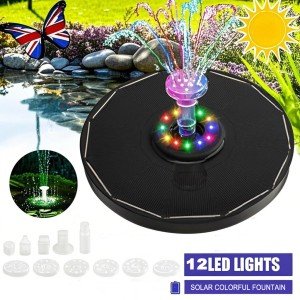 Solar Colorful Fountain with 12 LED Lights