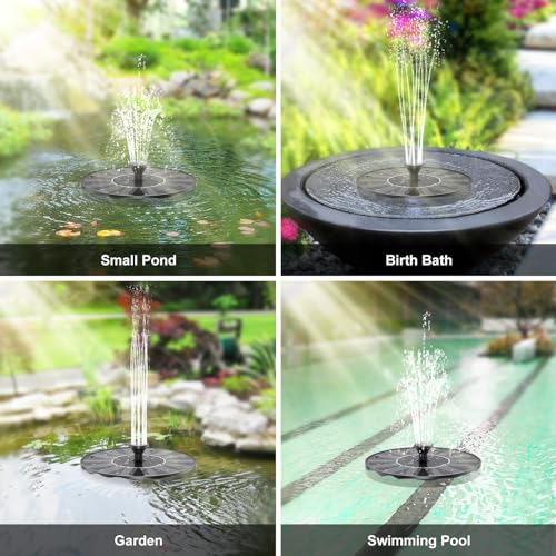 Floating Solar Powered Pond Fountain with 6 Nozzles