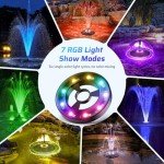 Floating Pond Fountain with LED Lights & Spray Modes